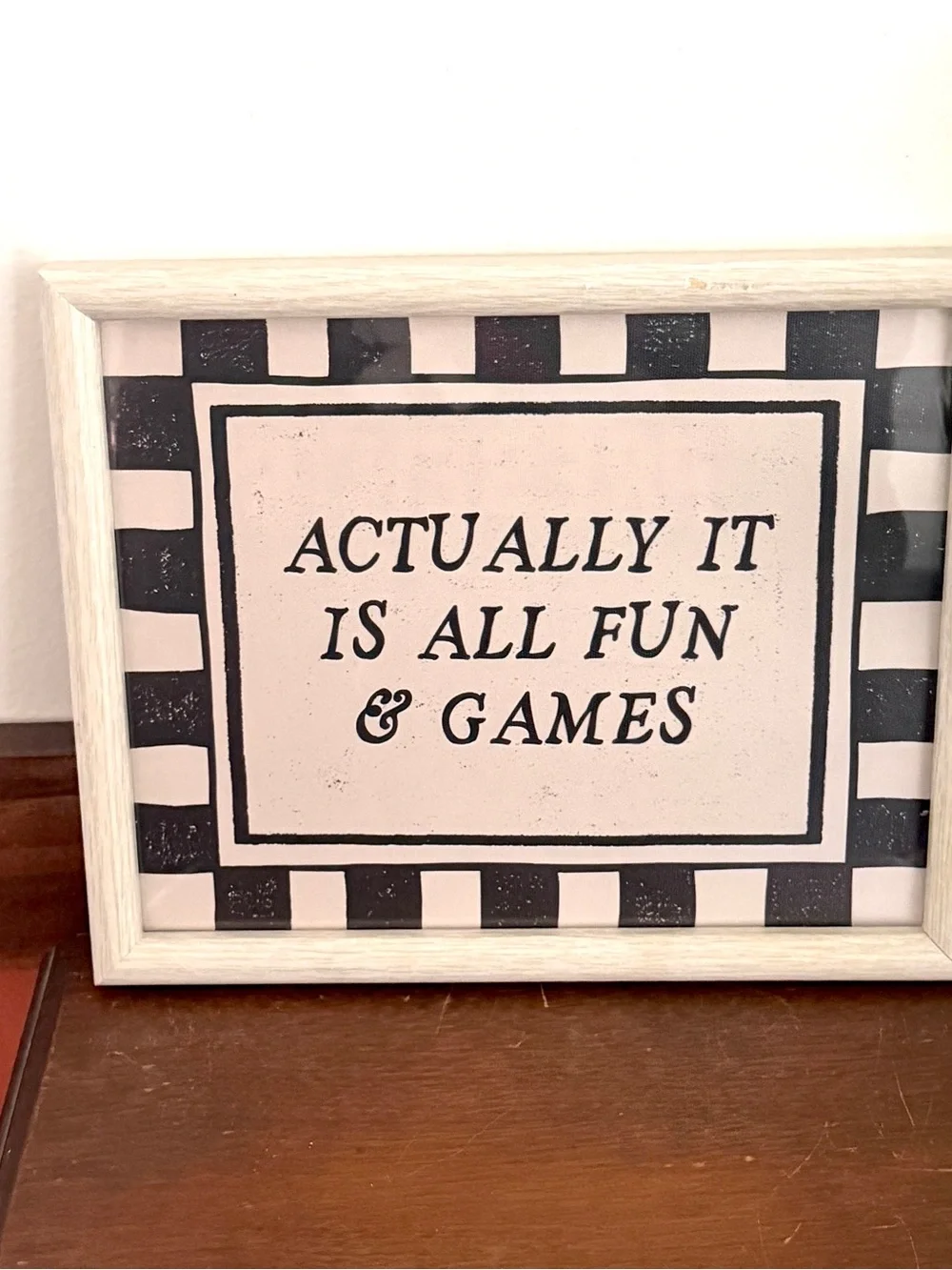 Actually It Is All Fun & Games Striped Canvas Art Print Framed Wall Hanging Art